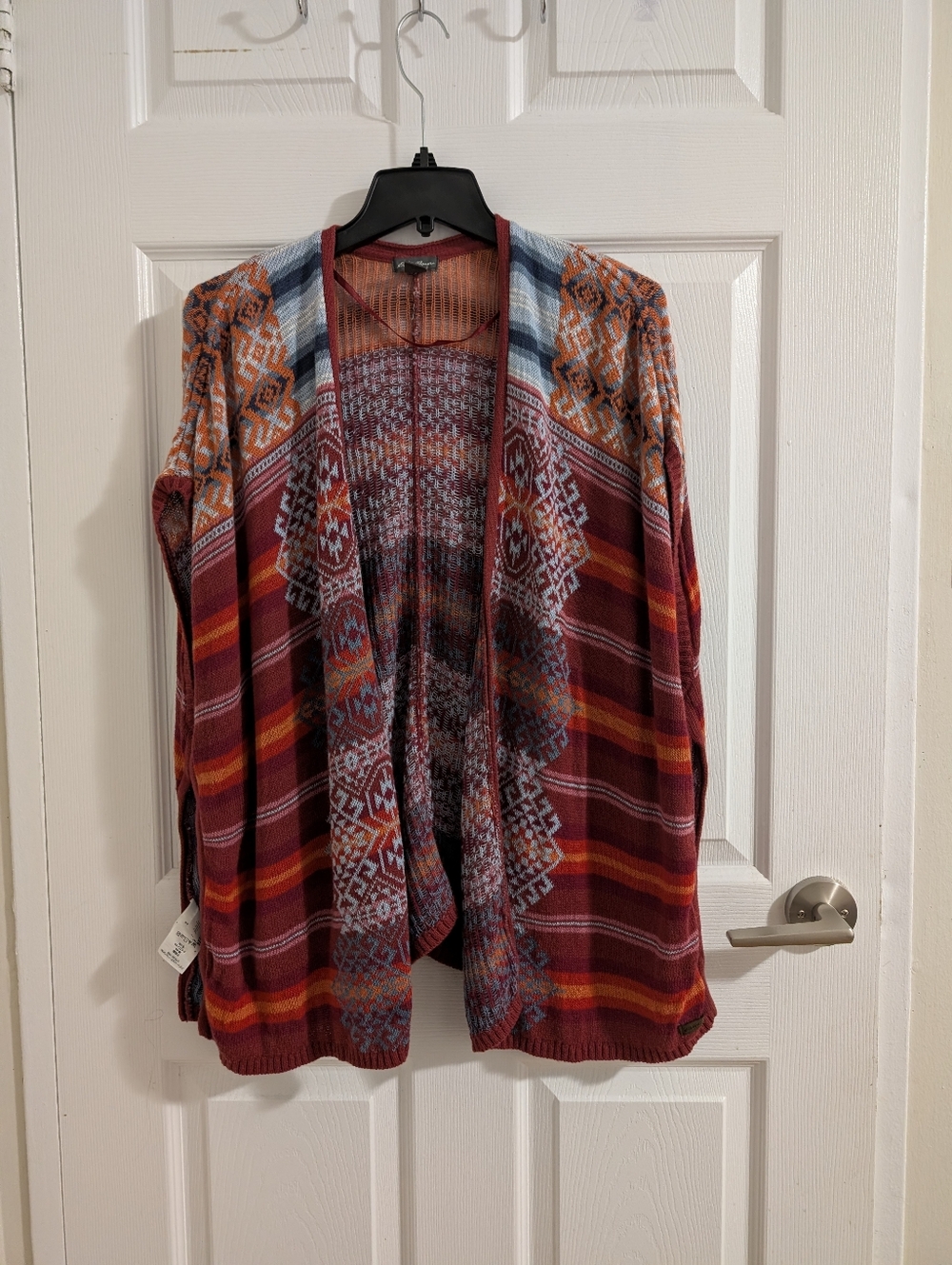 Eddie Bauer Southwest Boho Knit Poncho Cardigan 60% Cotton Oversized Fits XS -XL